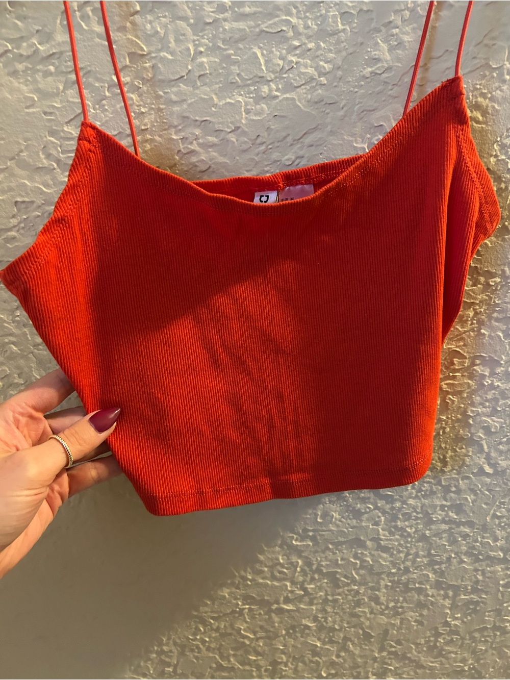 H&M Red Ribbed Cropped Cami Tank Top - Picture 3 of 3
